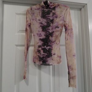 AFRM Lavender and Black Tie-Dye Long Sleeve Top
